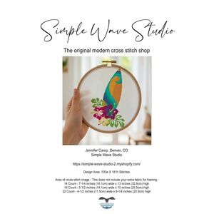 Surfboard Beach Art Counted Cross Stitch Pattern